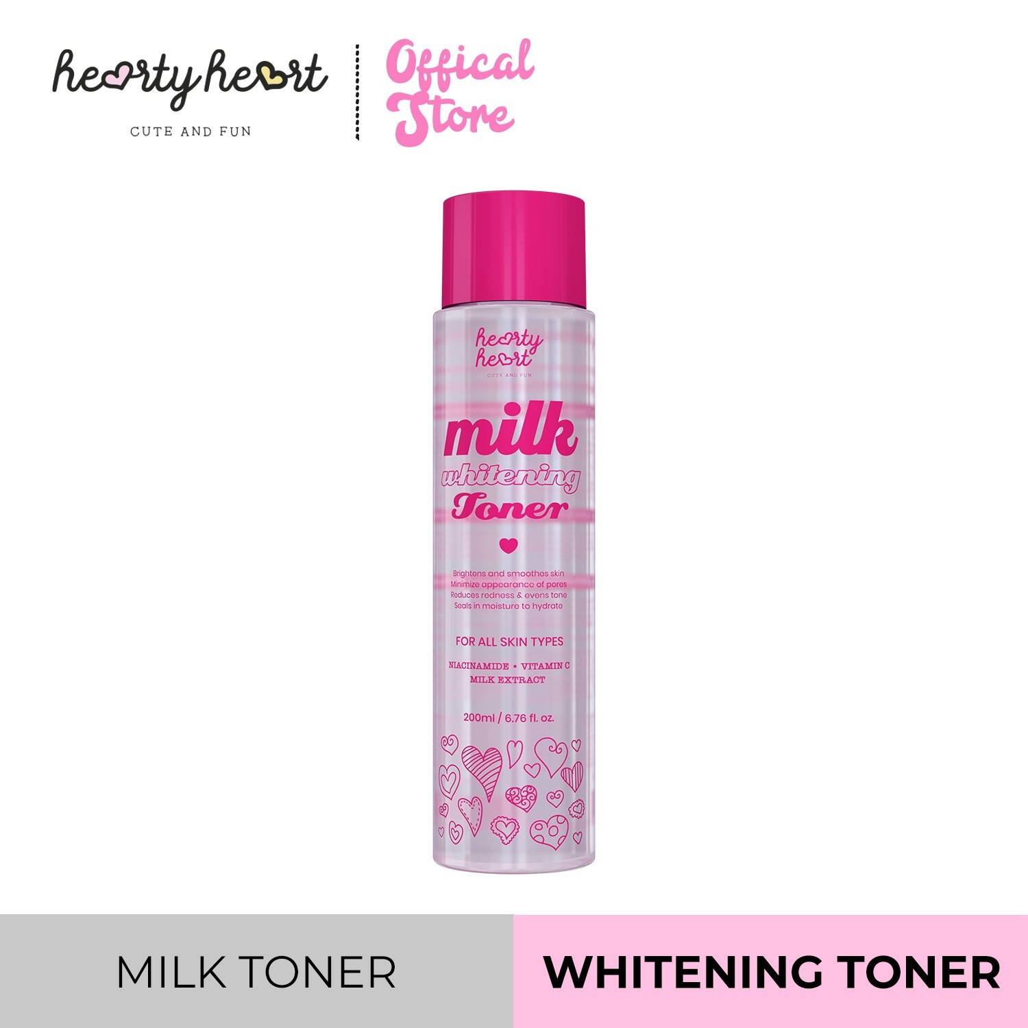 Hearty Heart Milk Whitening Toner - 200ml