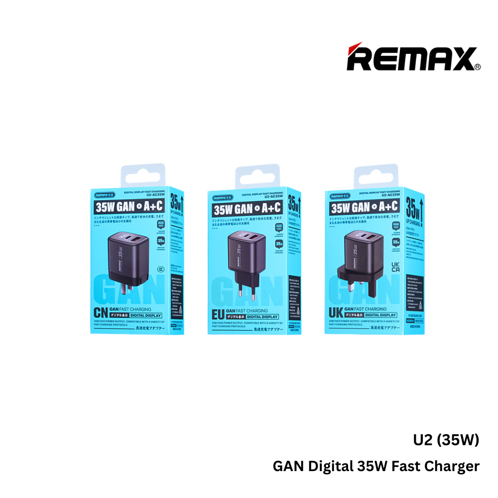 REMAX---U2 GAN DIGITAL 35W FAST CHARGER (1USB+1TYPE-C) (247470)