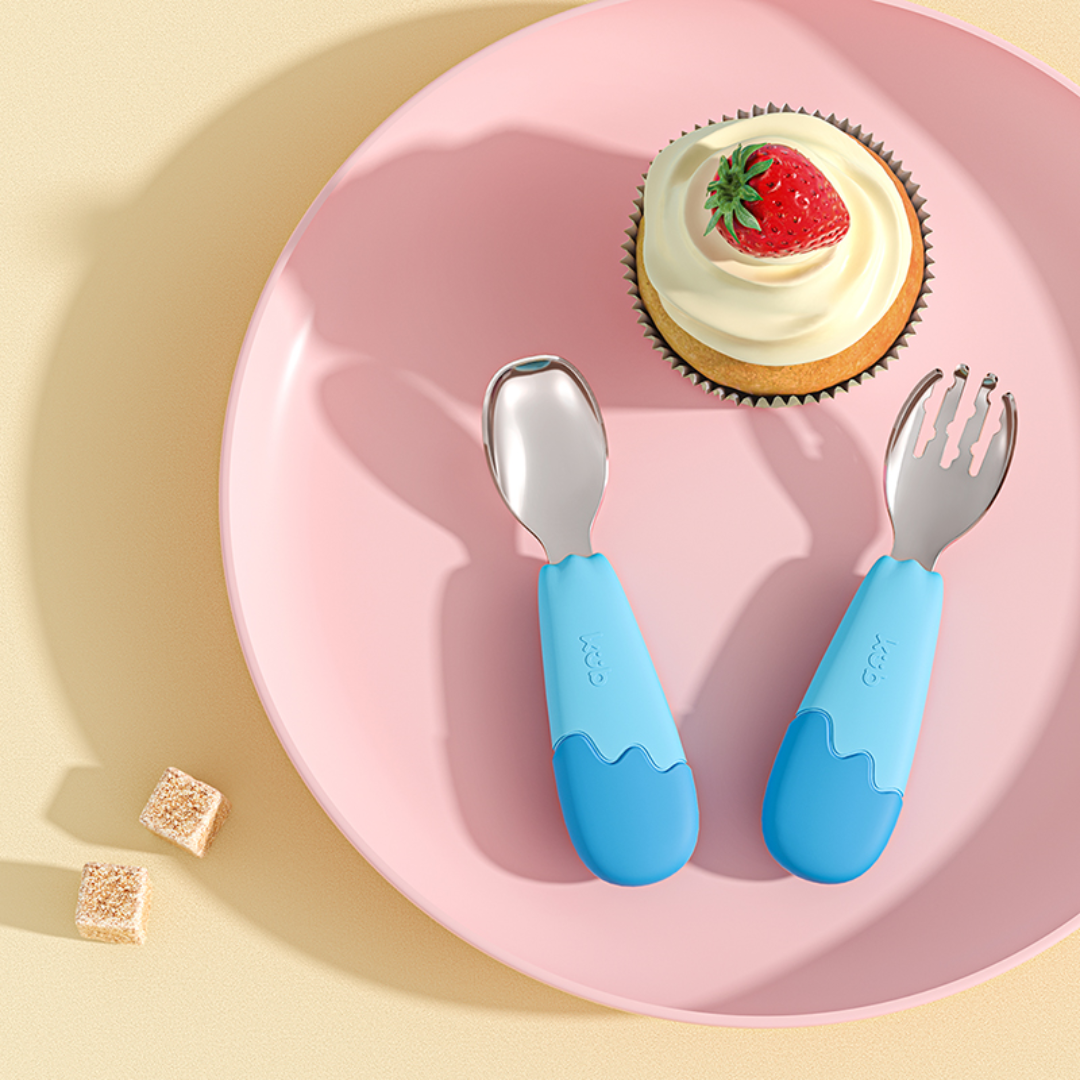 KUB Stainless Steel Spoon-Fork Set - Blue