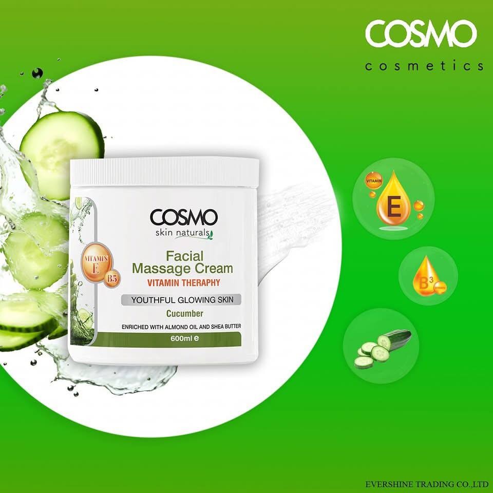 Cosmo Facial Massage Cream Cucumber - 600ml (Exp , Jun , 24 , 2027 )
