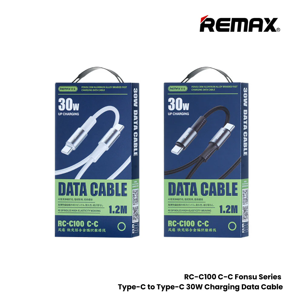 REMAX---RC-C100 C-C FONSU SERIES 30W ALUMINUM ALLOY BRAIDED FAST CHARGING DATA CABLE FOR TYPE-C TO TYPE-C (1.2M) (216414) (NPL-8/2024)