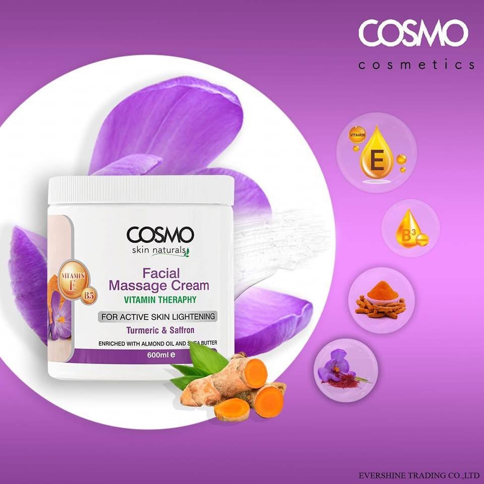 Cosmo Facial Massage Cream Turmeric & Saffron - 600ml (Exp , Jun , 24 , 2027 )
