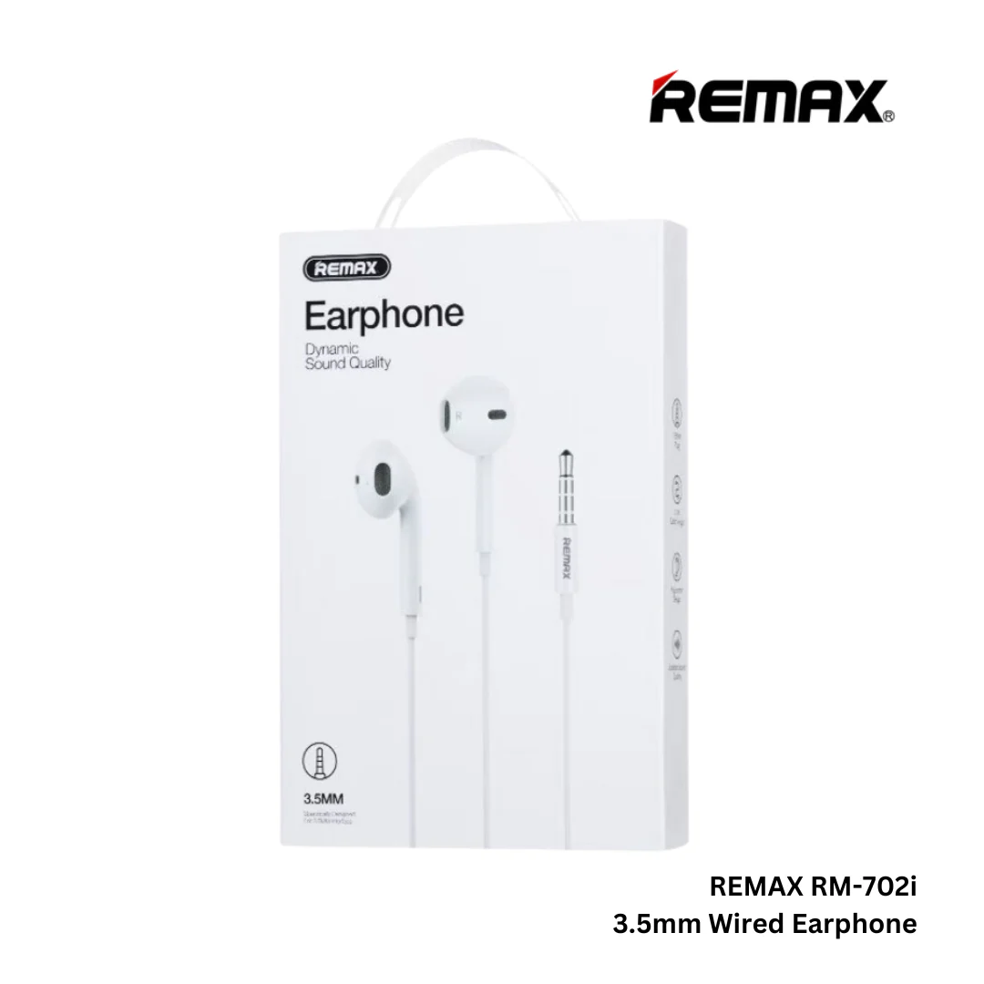 REMAX---RM-702 3.5MM WIRED EARPHONE FOR MUSIC & CALL (1.2M) (NPL-11/2024)
