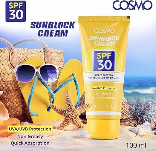 Cosmo Sunblock Cream SPF-30 100ml (Exp , Feb , 17 , 2027 )