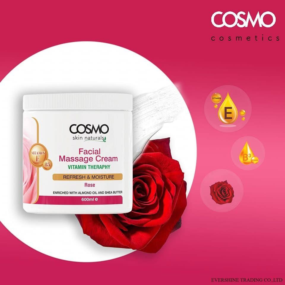 Cosmo Facial Massage Cream Rose - 600ml (Exp , Jun , 24 , 2027 )