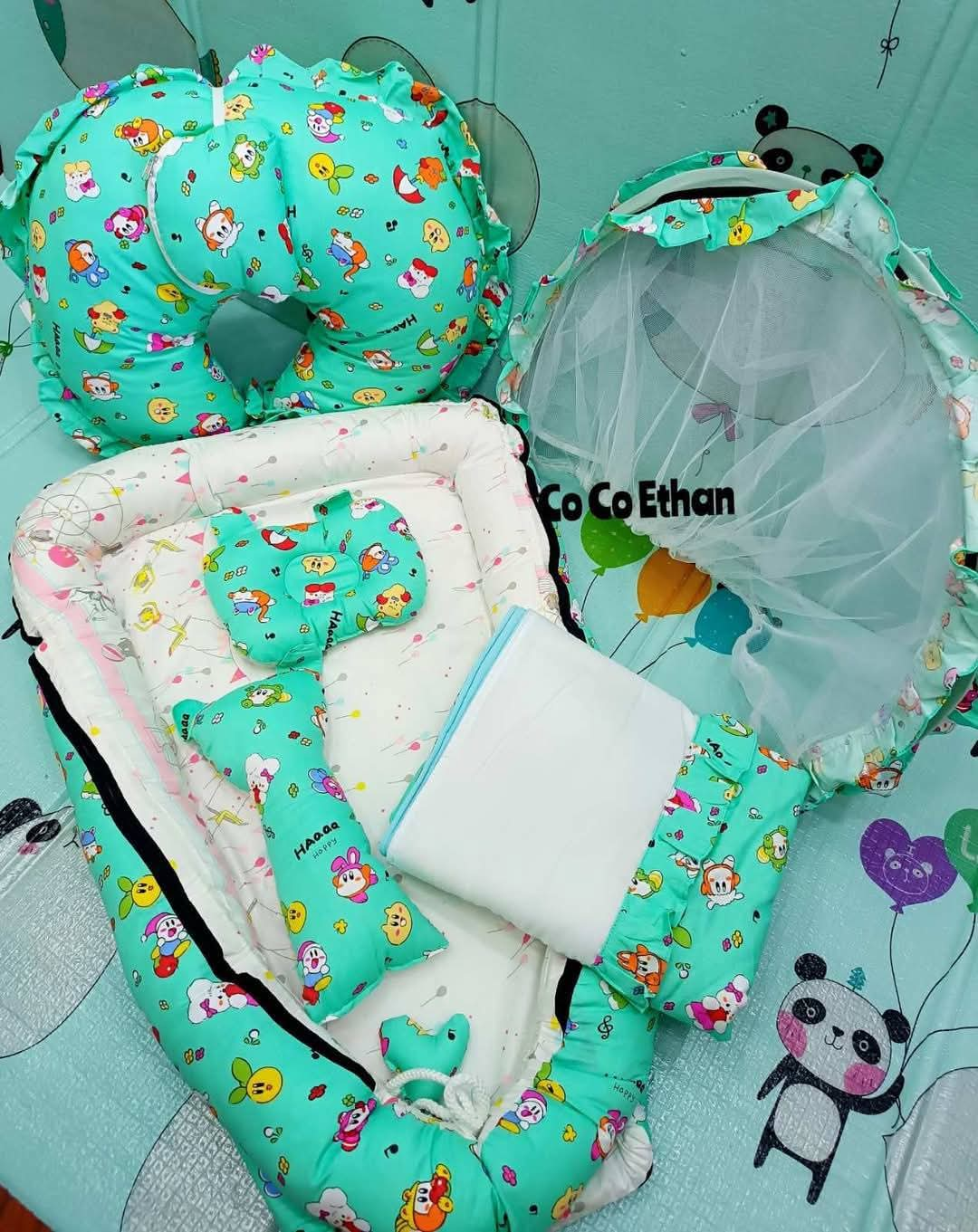 coco ethan Chit and khit ငါးမျိုးပါ မွေ့ယာ set + နို့တိုက်ခေါင်းအုံး
