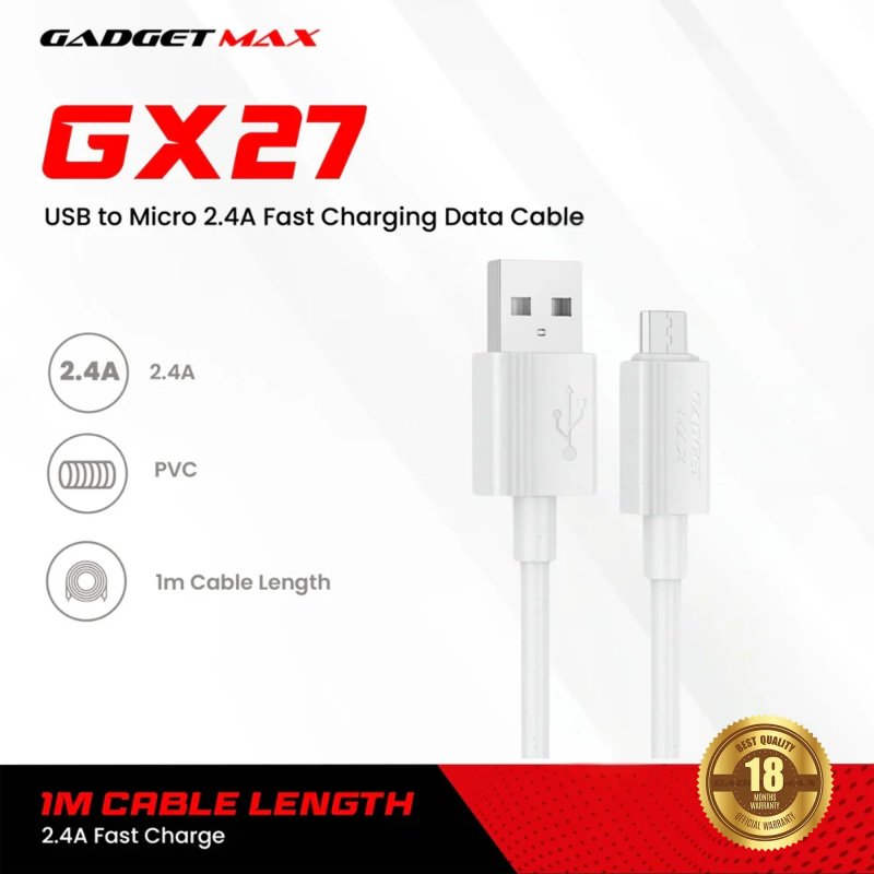 Gadget Max GX27 IPH 2.4A TPE DATA  CABLE (1M) grey