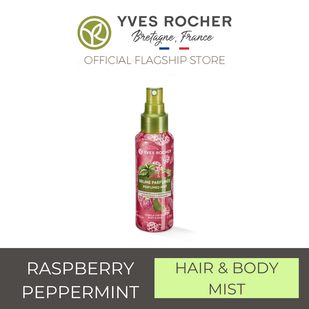 Yves Rocher Energy Body & Hair Mist Raspberry Peppermint Bottle 100ml