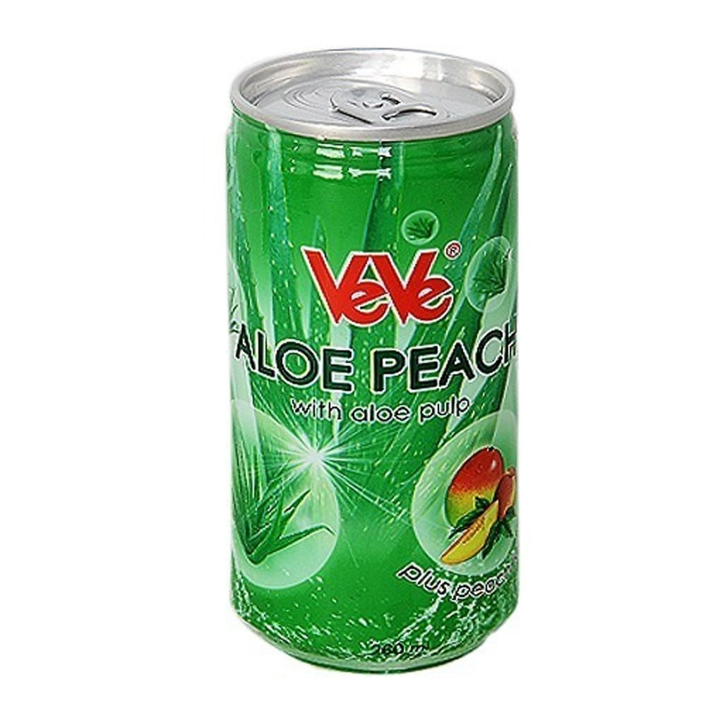 Ve Ve Aloe Peach Fruit Juice With Alove Pulp  Can Bottle - 260ML