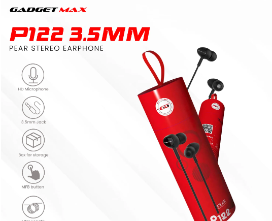 GADGET MAX---P122 PEAR STEREO EARPHONE (3.5MM) 20010001BK