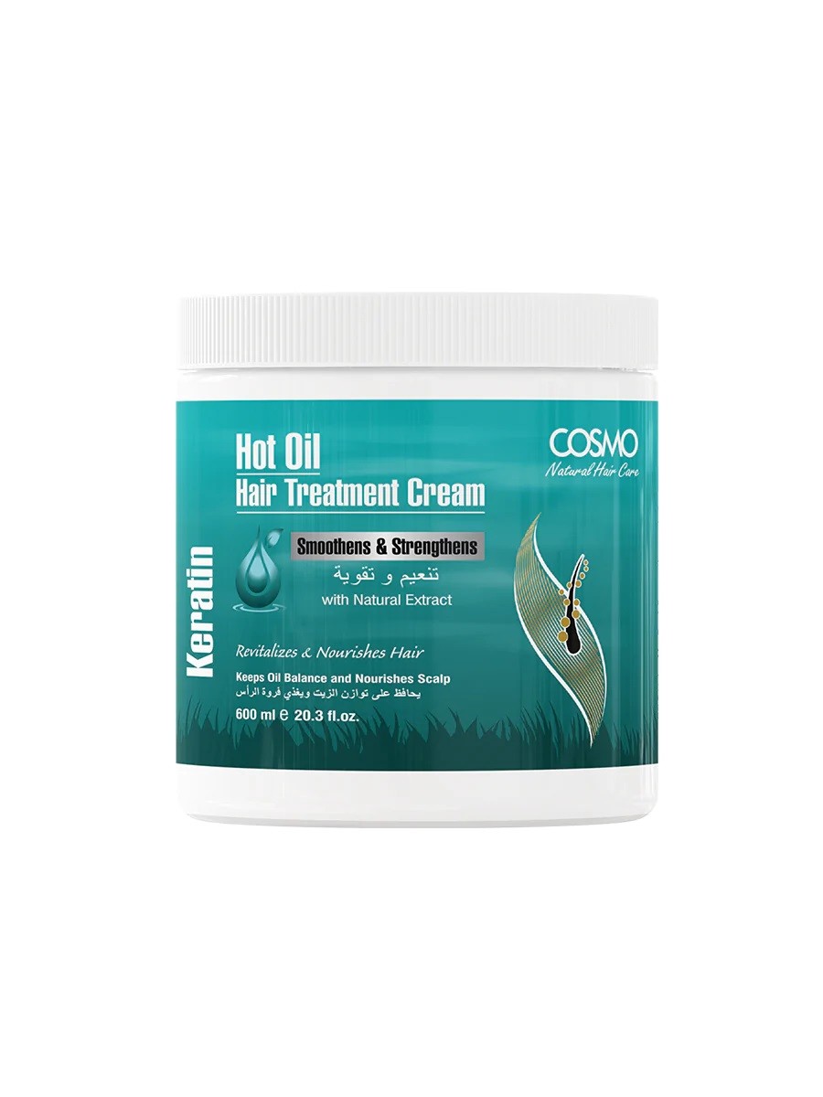 COSMO HOT OIL HAIR TREATMENT CREAM KERATIN OIL 1000ML (Exp , Jun , 30 , 2027 )