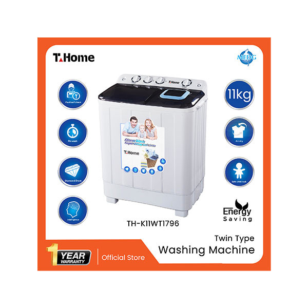 T-Home Twin Type Washing Machine - TH-K11WT1796 (11kg)