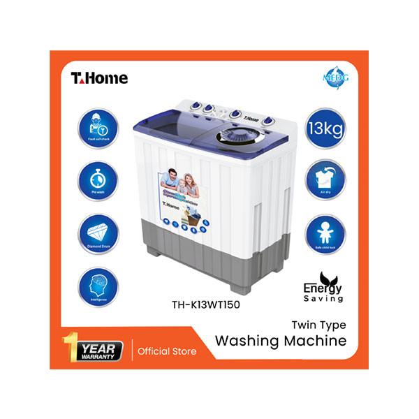 T-Home Twin Type Washing Machine -TH-K13WT150 (13kg)