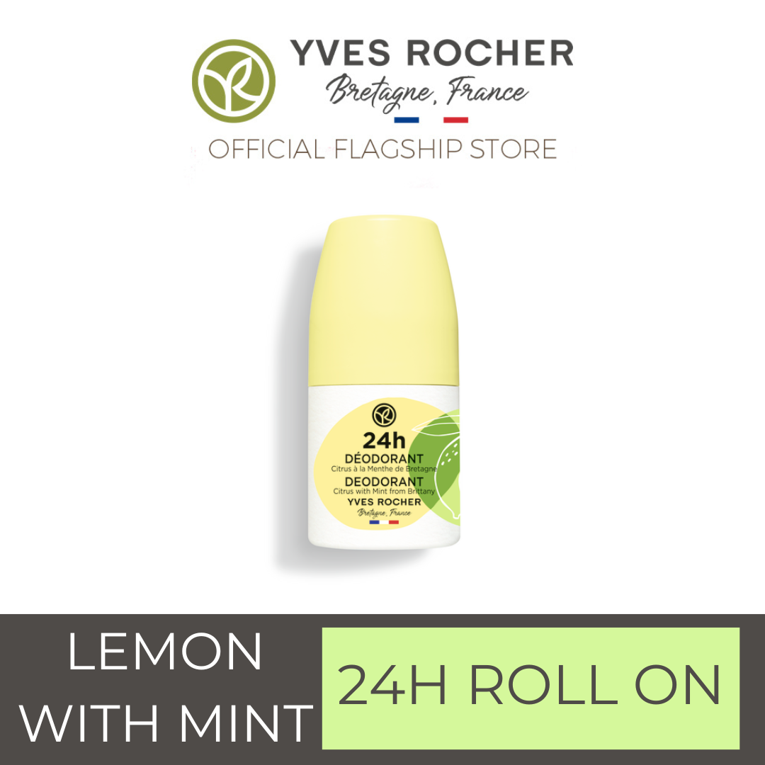Yves Rocher 24H DEODORANT LEMON WITH MINT FROM BRITTANY ALL SKIN TYPES ROLL ON 50ML