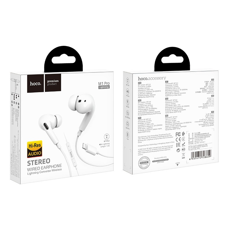 Hoco. Original Series Wired Earphones With Microphone - M1 Pro Lightning