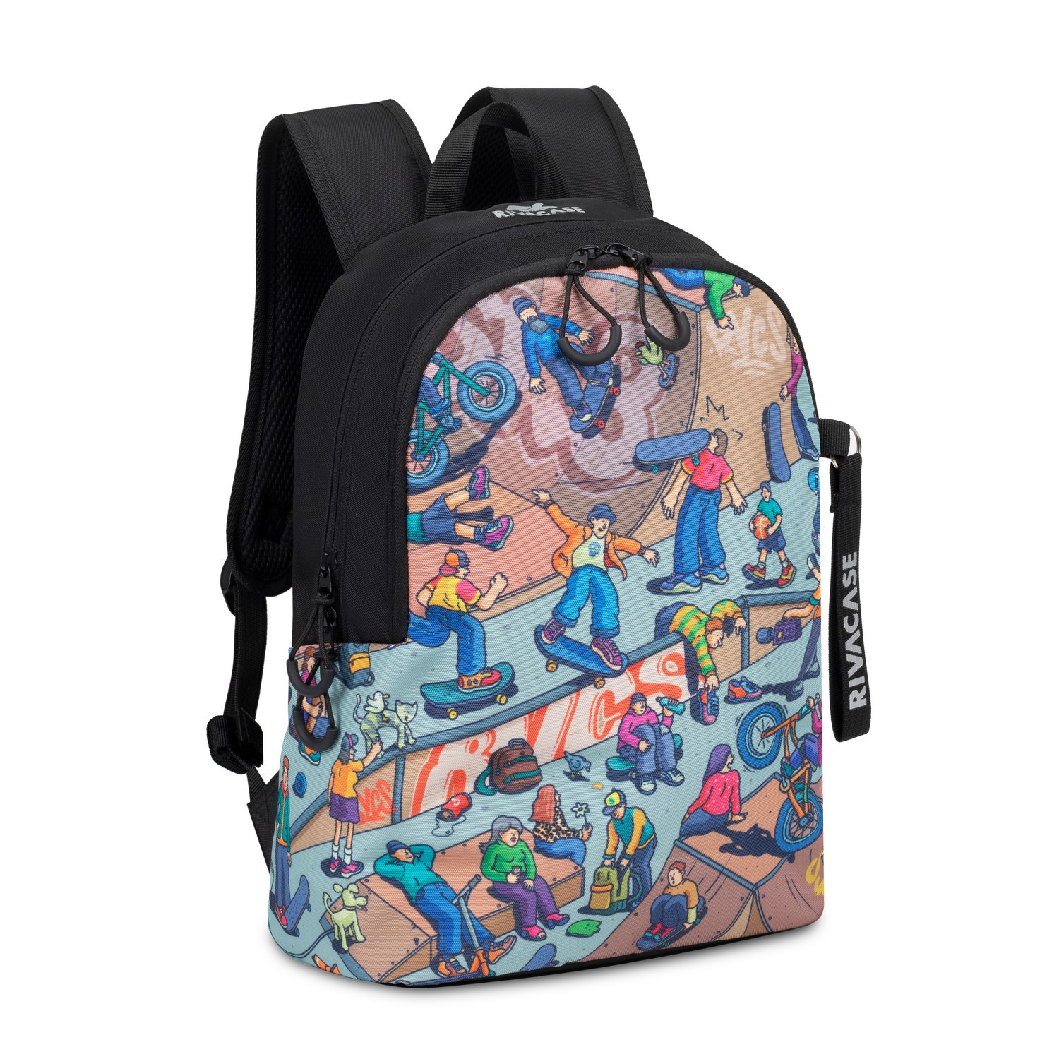 RIVACASE 5420 Black Urban Print Backpack