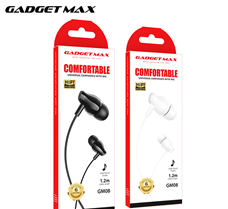 GADGET MAX---GM08 UNIVERSAL WIRED 3.5MM EARPHONE WITH MIC (1.2M) 20010008BK
