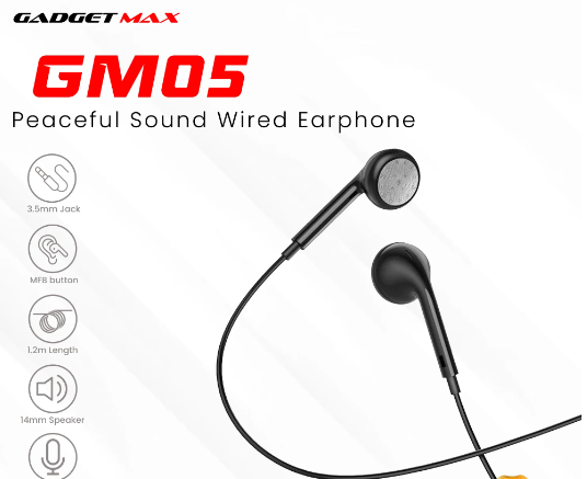 GADGET MAX GM05 PEACEFUL SOUND WIRED 3.5MM EARHONE 20010004BK