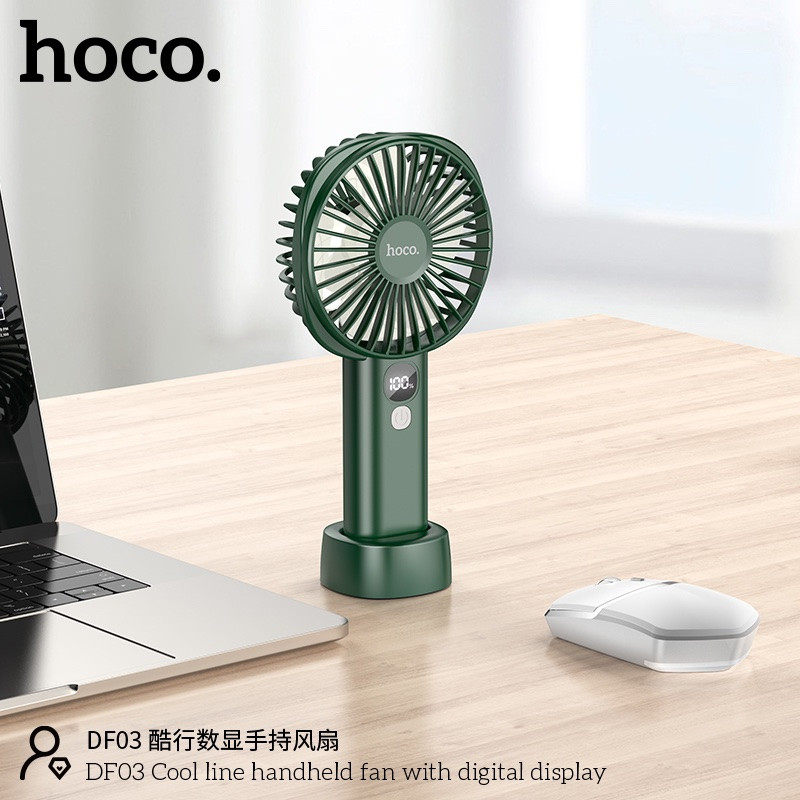 DF03 Cool Line Handheld Fan With Digital Display -Green