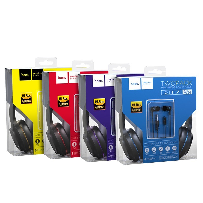 Hoco. Enlighten Wired Headphones With Mic - W24