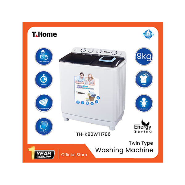 T-Home Twin Type Washing Machine - TH-K90WT1786 (9kg)